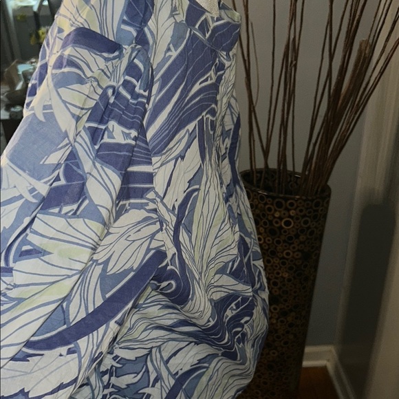 a.n.a Blue and White 3/4 Sleeve Boxy Blouse with Bib Collar - Picture 7 of 12